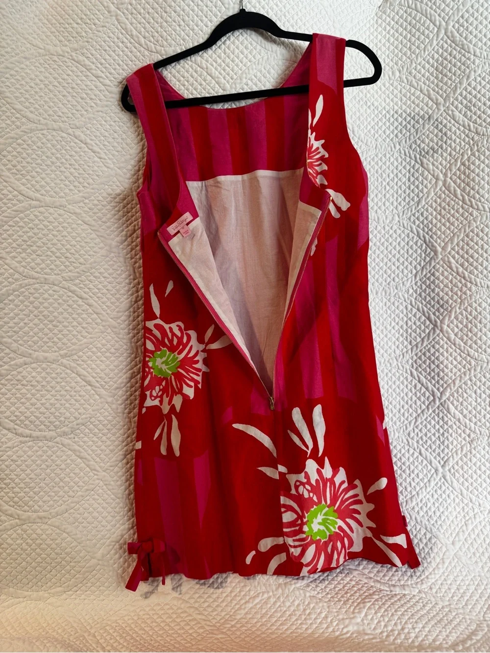 Lilly Pulitzer Red Pink Floral Shift Dress Womens Size 12 Sleeveless Resort
